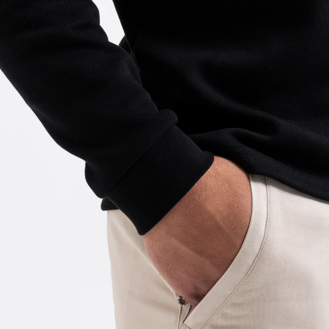 Demme Long Sleeve Polo Shirt - Black - Image 4