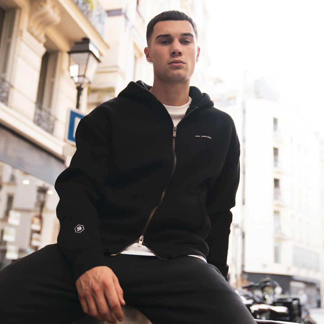 Diallo Zip Hoodie - Black - Image 9