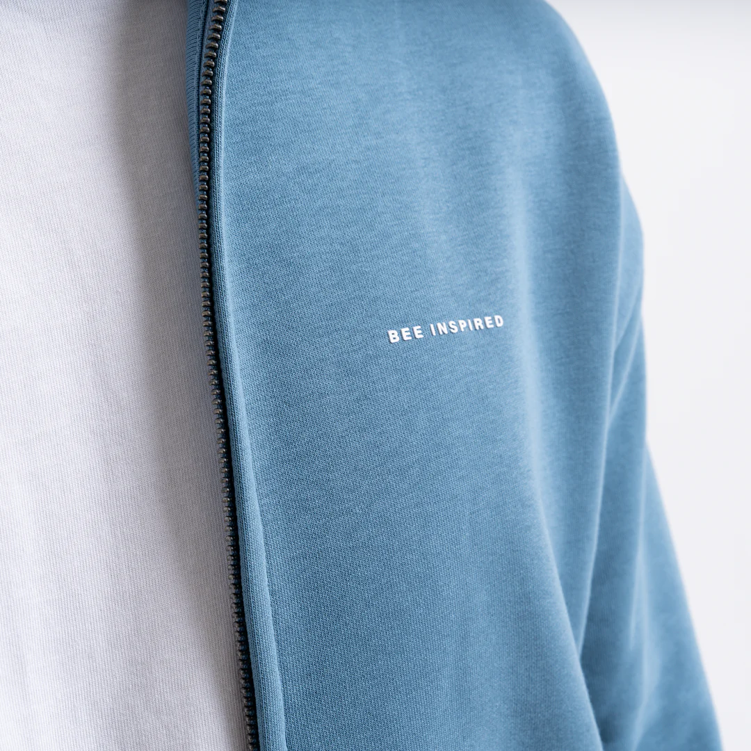 Diallo Zip Hoodie - Dusky Blue - Image 4