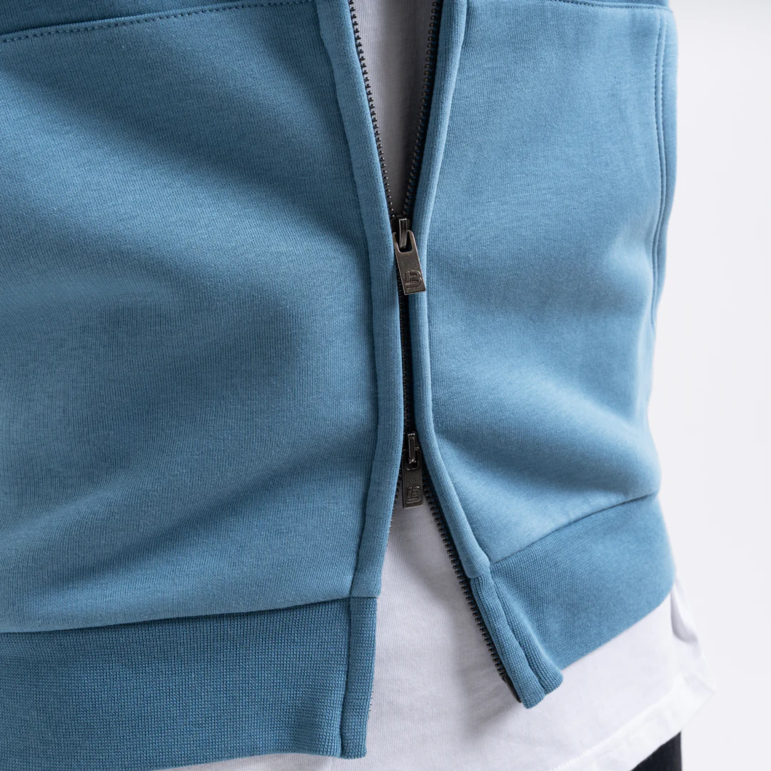 Diallo Zip Hoodie - Dusky Blue - Image 5