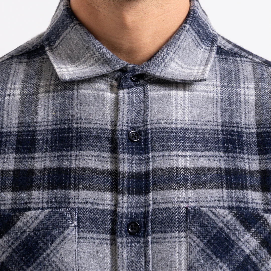 Fernandez Shirt - Grey/Navy Check - Image 3