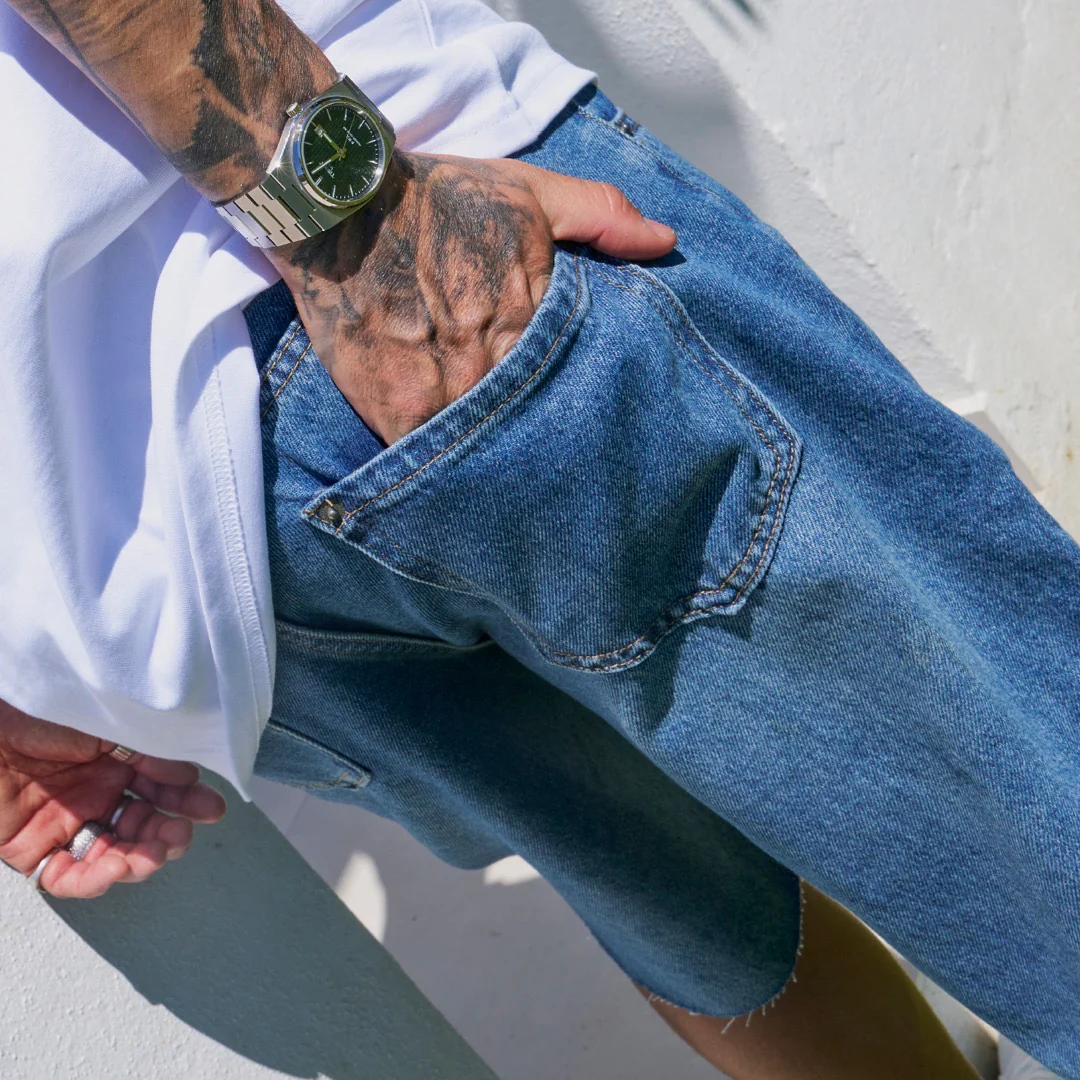 Garnacho Jean Shorts - Mid Blue - Image 4
