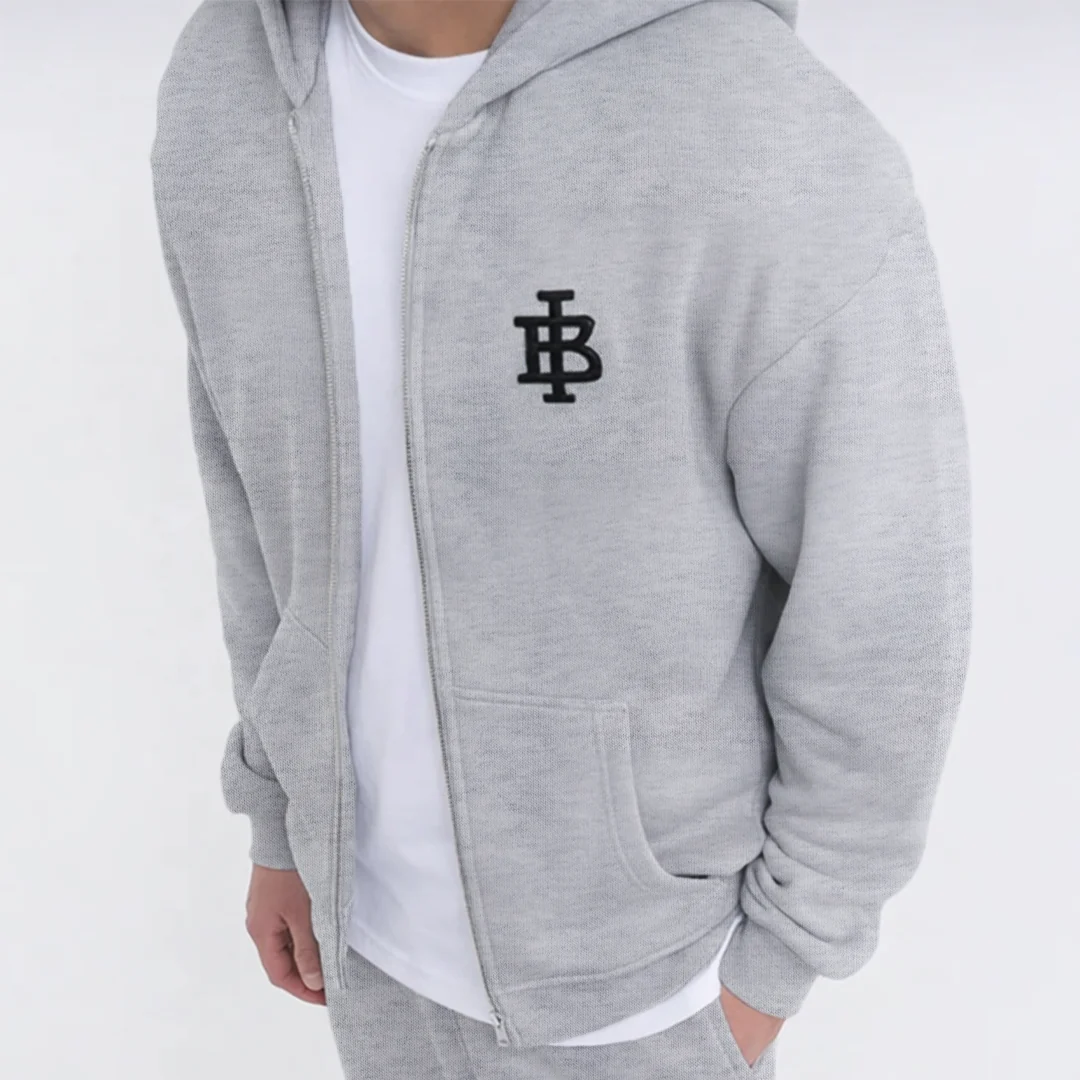 Guedes Zip Hoodie - Grey Marl - Image 4