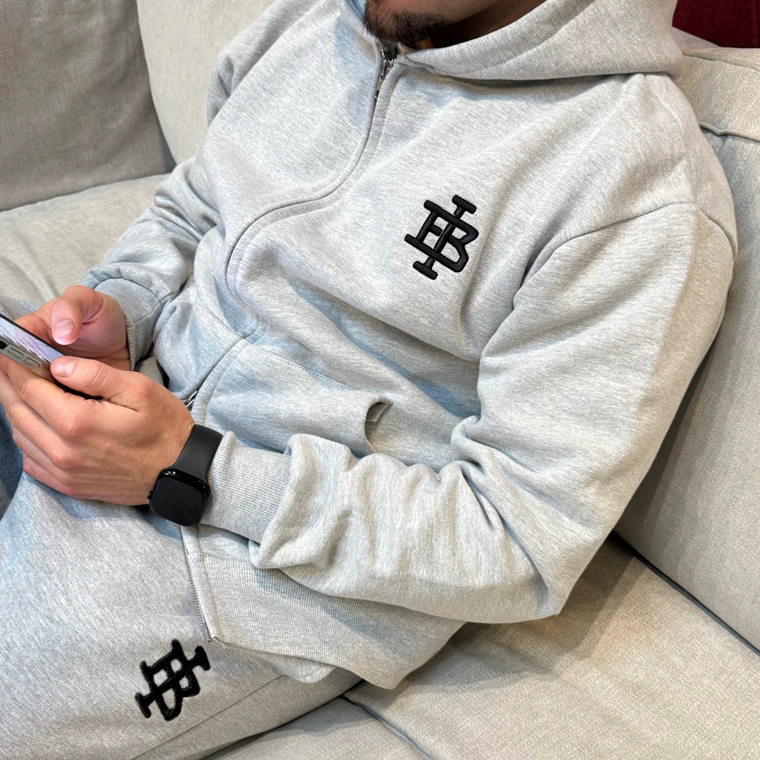 Guedes Zip Hoodie - Grey Marl - Image 6