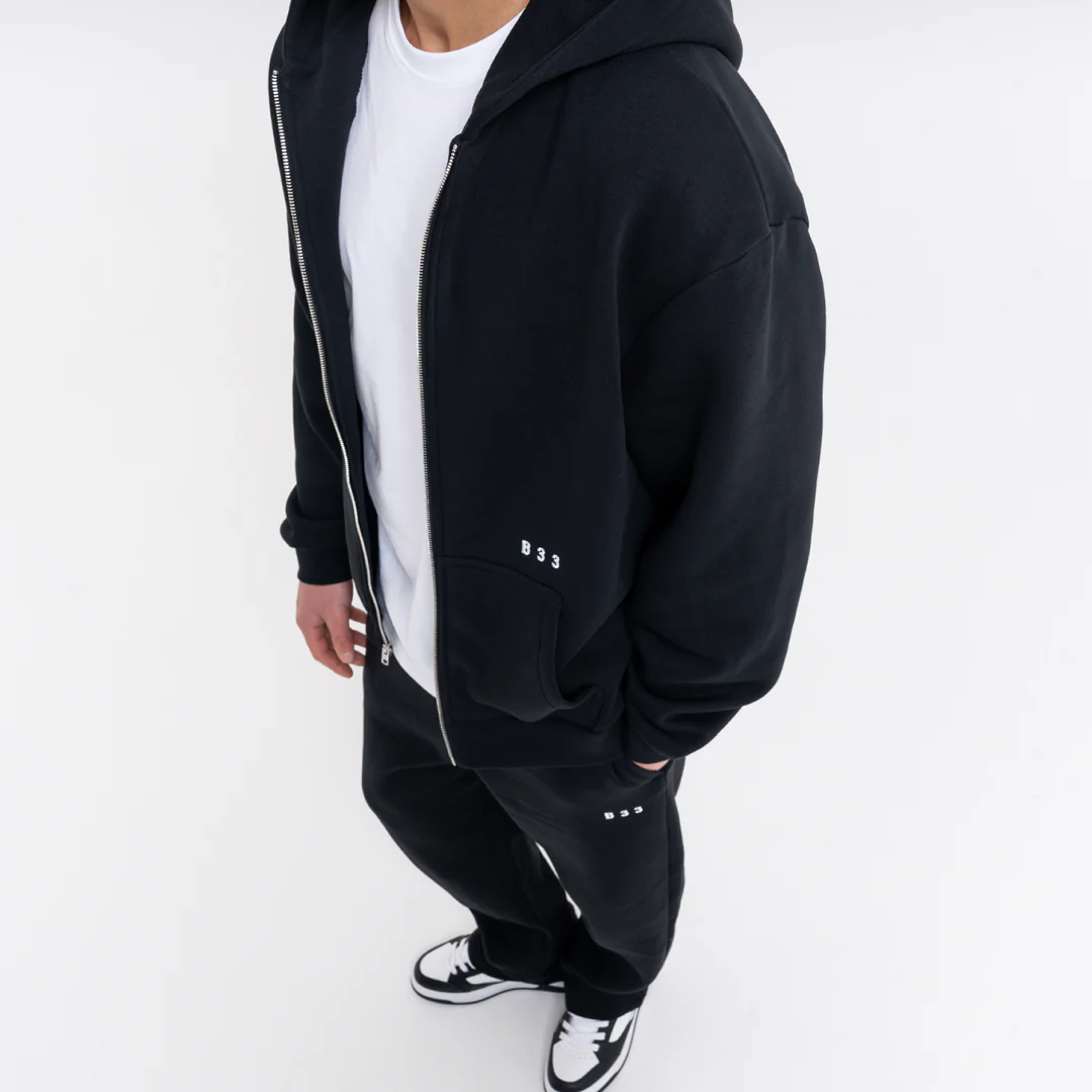Initial Zip Hoodie - Black - Image 4
