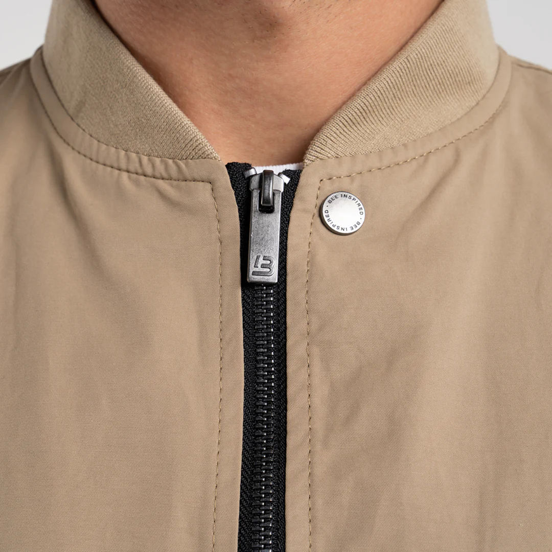 Neves Longline Bomber Jacket - Sand - Image 4