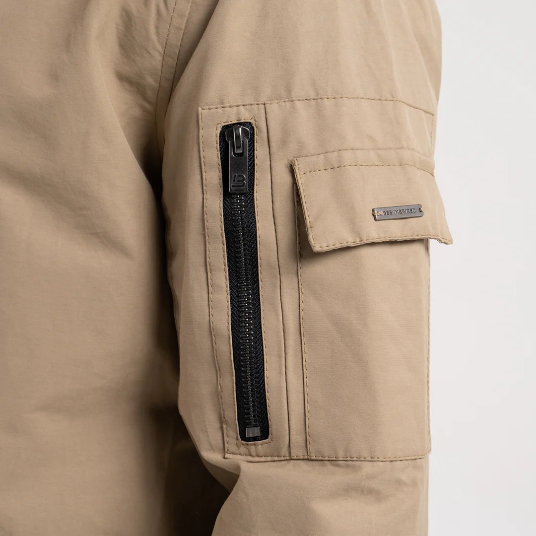 Neves Longline Bomber Jacket - Sand - Image 5
