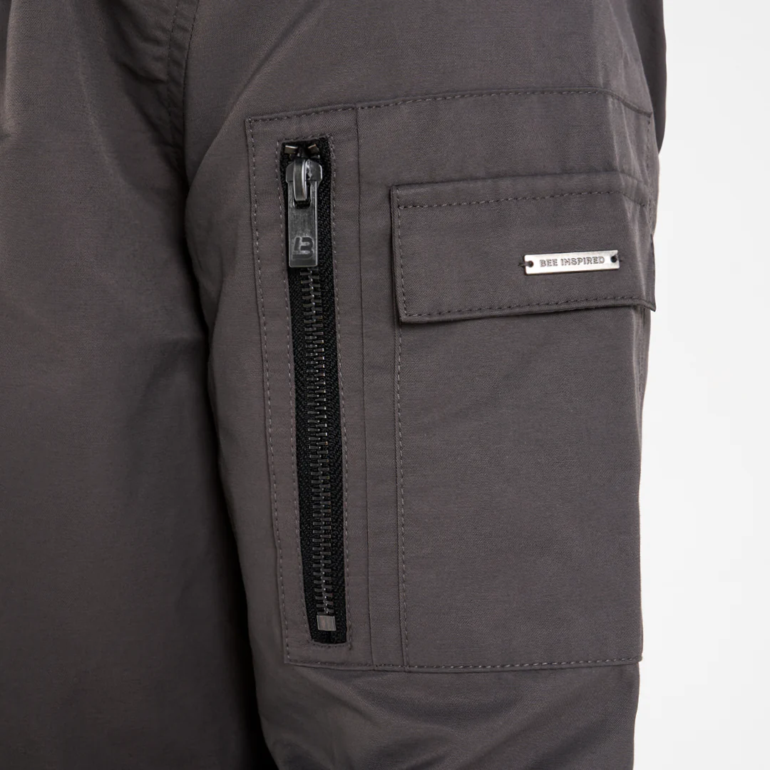 Neves Longline Bomber Jacket - Zinc - Image 4