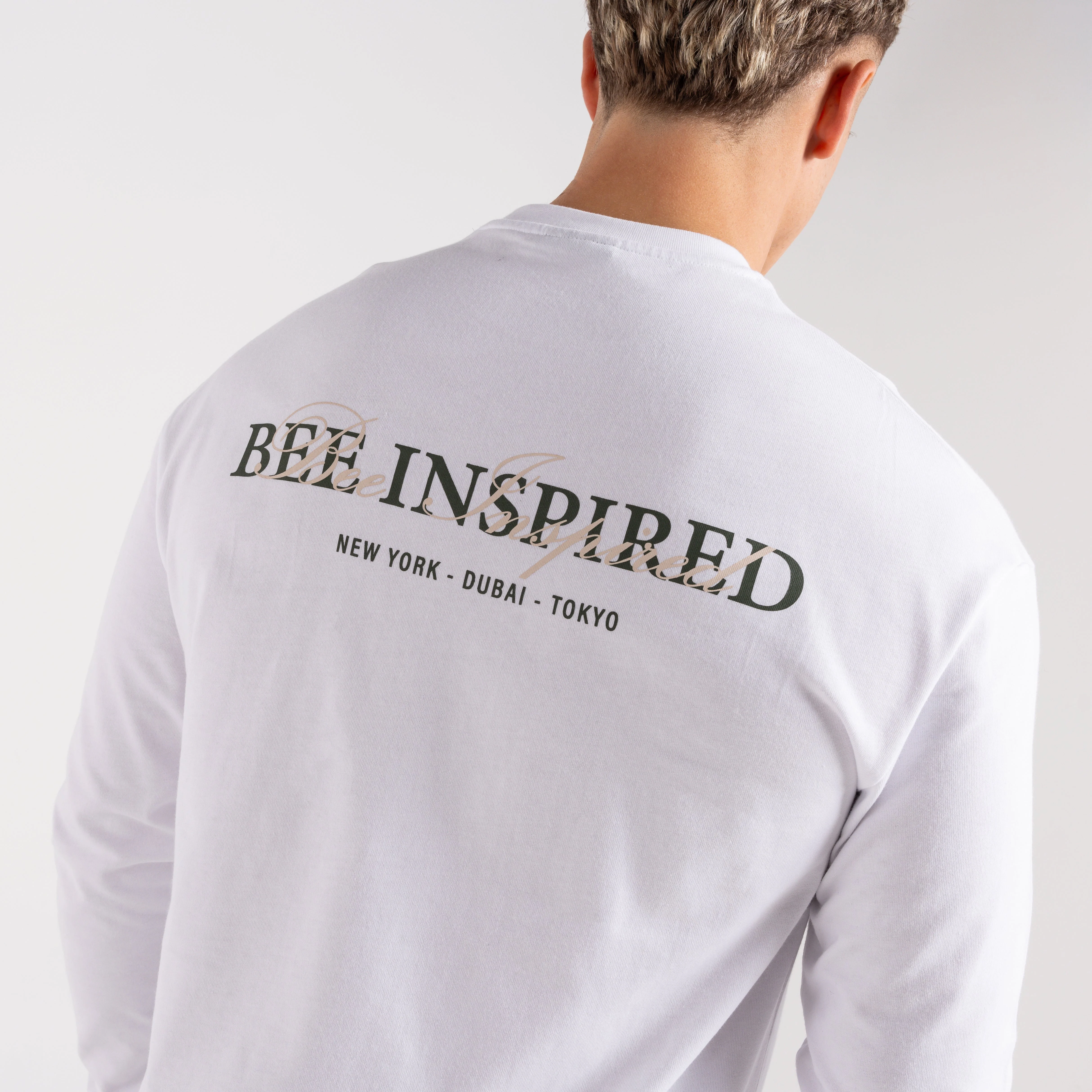 Stach Long Sleeve T-Shirt - White/Khaki - Image 4