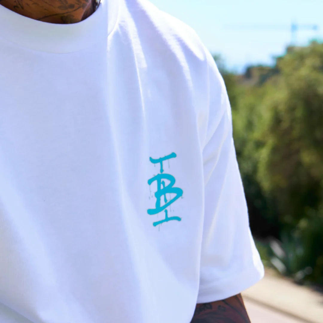 Tonali T-Shirt - White/Aqua - Image 3